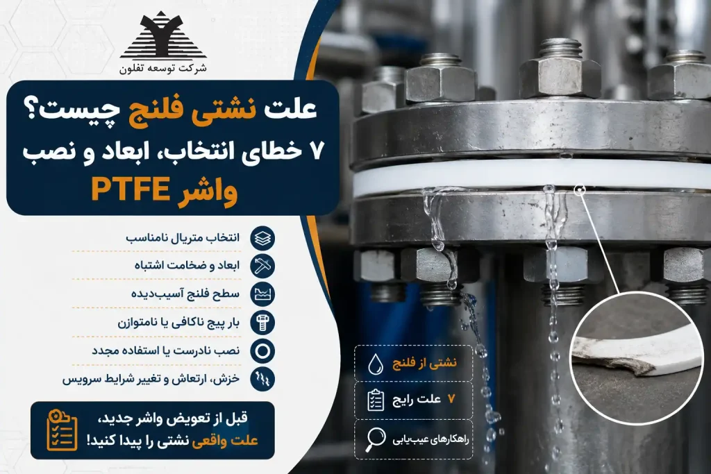 بررسی علت نشتی فلنج ناشی از انتخاب متریال، ابعاد، سطح فلنج و نصب واشر PTFE