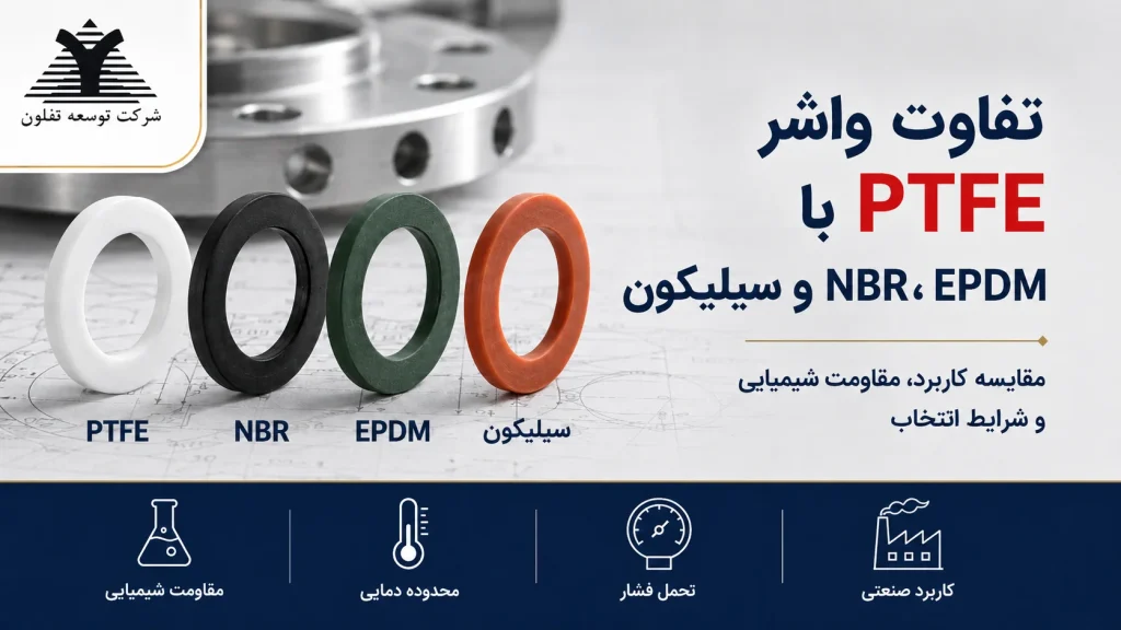 مقایسه واشر PTFE با NBR، EPDM و سیلیکون برای انتخاب متریال مناسب